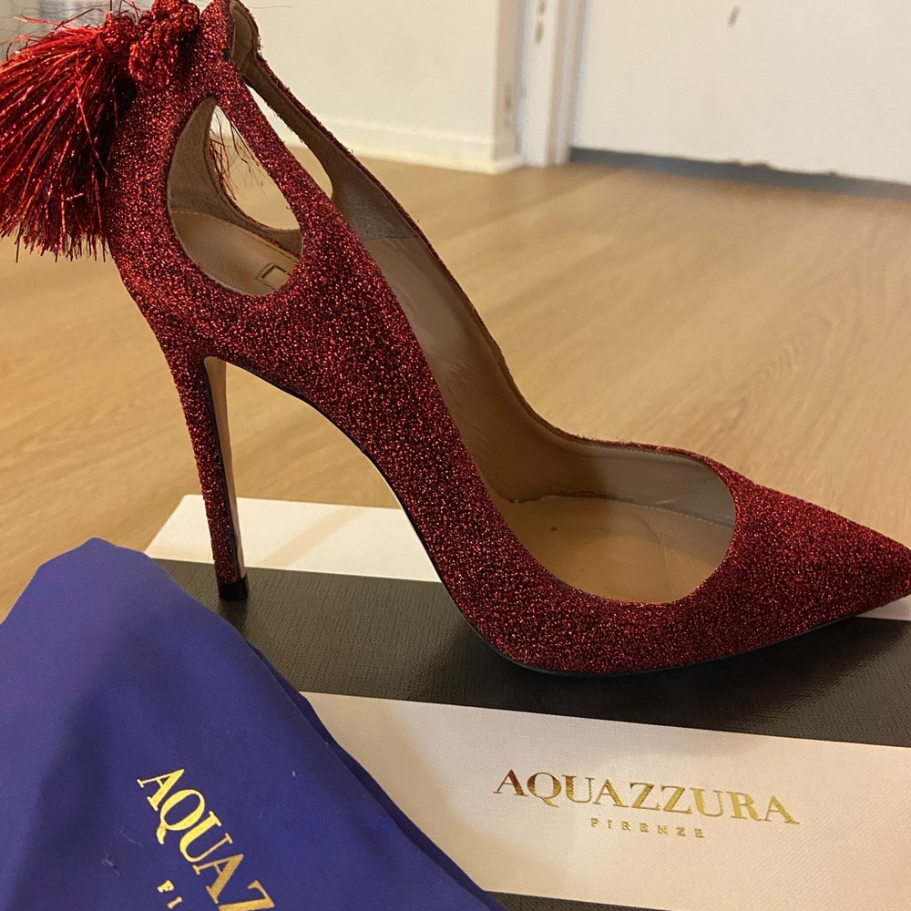 Aquazzura red glitter tassel pump - Picture 6 of 7